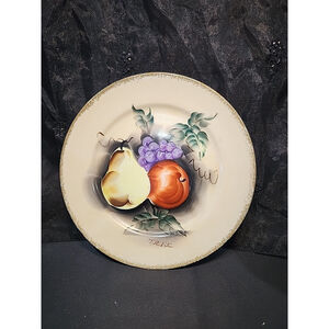 Plate Fruit Norleans Japan Handpainted Signed Vintage MCM 10.25", With Hanger